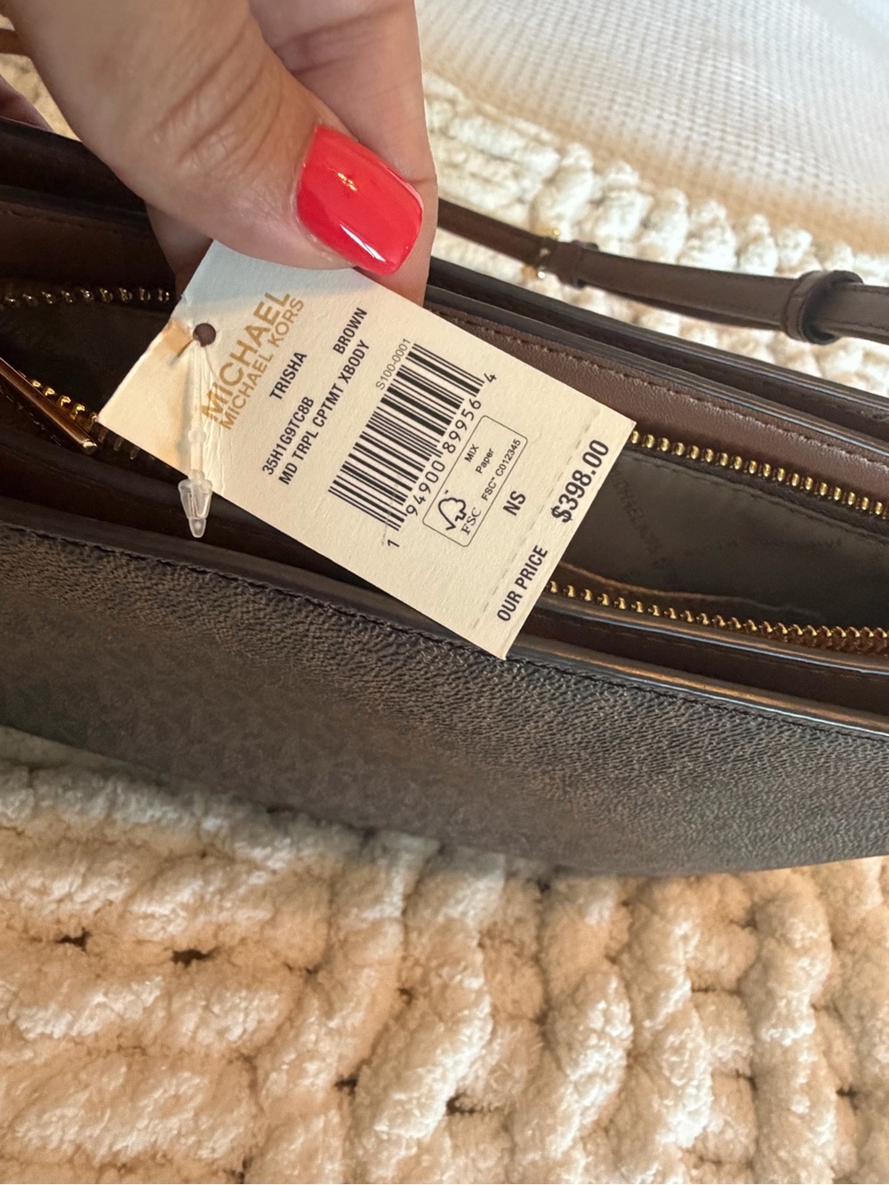 Michael Kors Dark Brown Signature Slim Crossbody with Gold Logo - Picture 6 of 7